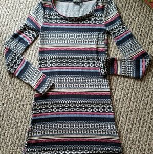 Tribal Print Long Sleeve Dress